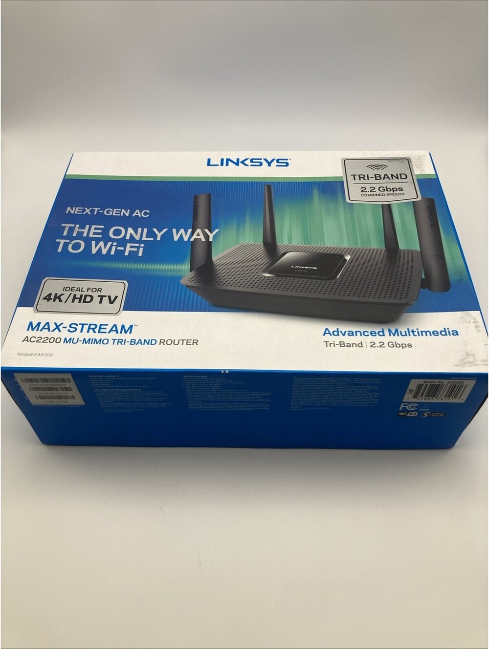 Linksys EA8300 Max-Stream AC2200 Tri-Band WiFi 5 Router Boxed Complete Tested